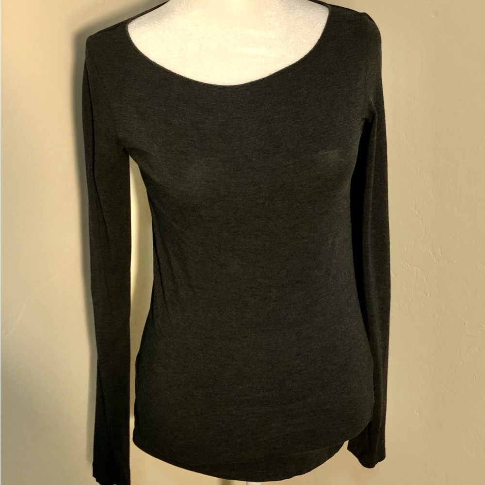 NEIMAN MARCUS Long Sleeve Women's Top Majestic Prairie Charcoal Gray SZ 1 SM